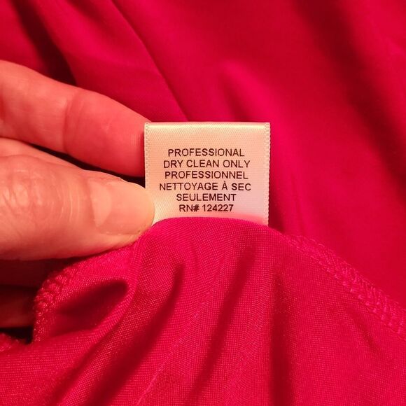 Misa Los Angeles Long Sleeve High Low Cocktail Holiday Formal Party Dress, Red - Picture 14 of 14